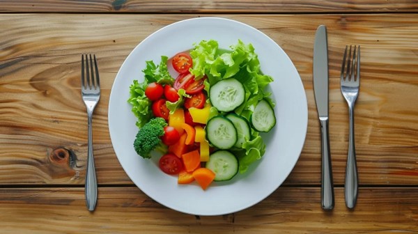 A plate of colorful vegetables.