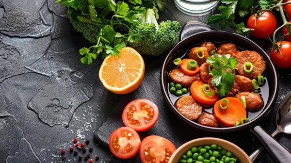 Healthy cooking with colorful ingredients