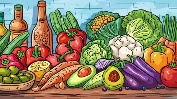 An illustration of a healthy array of foods.